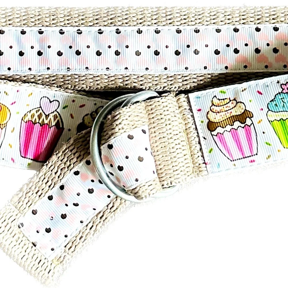 Belt, cupcakes and reverses to hearts on backside Celebrate in style.Adjustable